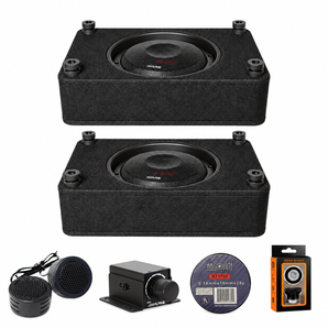 2 Alpine RS-SB12 12" Halo R2 Preloaded Sub Enclosure + RUX-KNOB.2 + Accessory Bundle