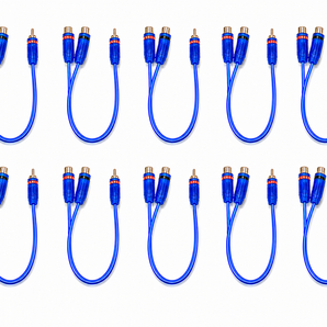 10 Absolute ABC-2F1M BLUE Y-Adapter 2Female to 1Male RCA Interconnect Audio Cable