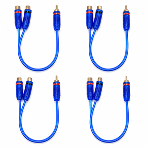 4 Absolute ABC-2F1M BLUE Y-Adapter 2Female to 1Male RCA Interconnect Audio Cable