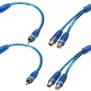 8 Absolute ABC-2F1M BLUE Y-Adapter 2F-1M RCA Interconnect Audio Cable