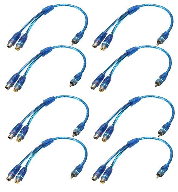 8 Absolute ABC-2F1M BLUE Y-Adapter 2F-1M RCA Interconnect Audio Cable