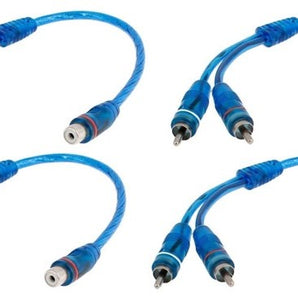 8 Absolute ABC-1F2M BLUE Y-Adapter 1F-2M RCA Interconnect Audio Cables