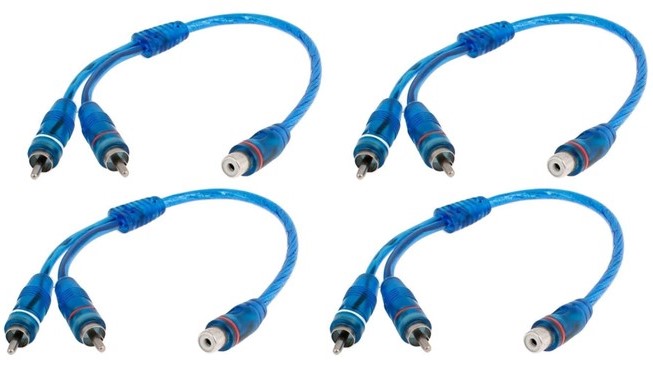 8 Absolute ABC-1F2M BLUE Y-Adapter 1F-2M RCA Interconnect Audio Cables