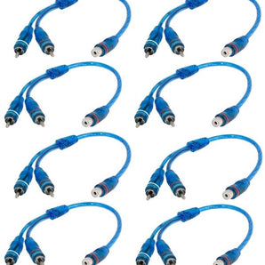 8 Absolute ABC-1F2M BLUE Y-Adapter 1F-2M RCA Interconnect Audio Cables