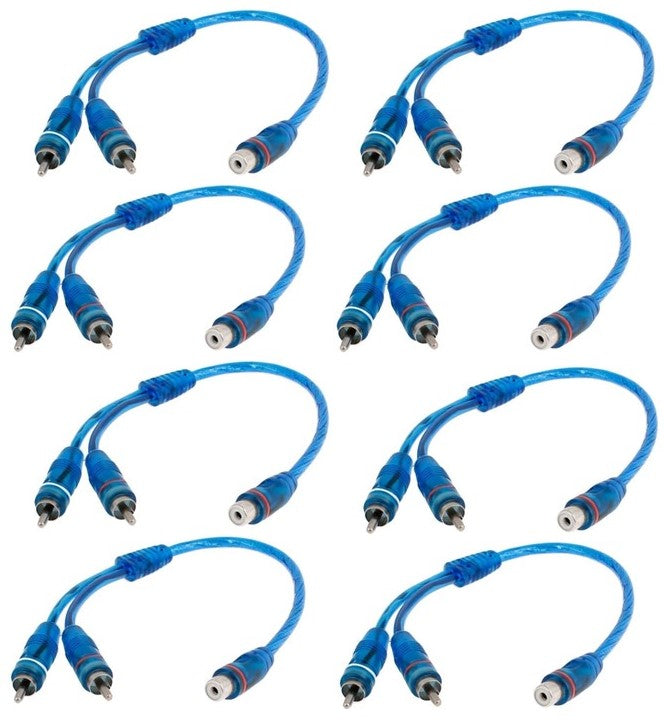 8 Absolute ABC-1F2M BLUE Y-Adapter 1F-2M RCA Interconnect Audio Cables