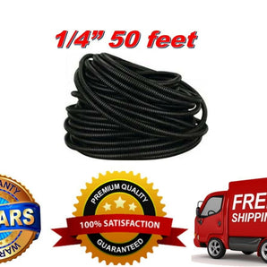 50 Ft 1/4" Split Wire Loom Conduit Polyethylene Tubing Black Sleeve Tube