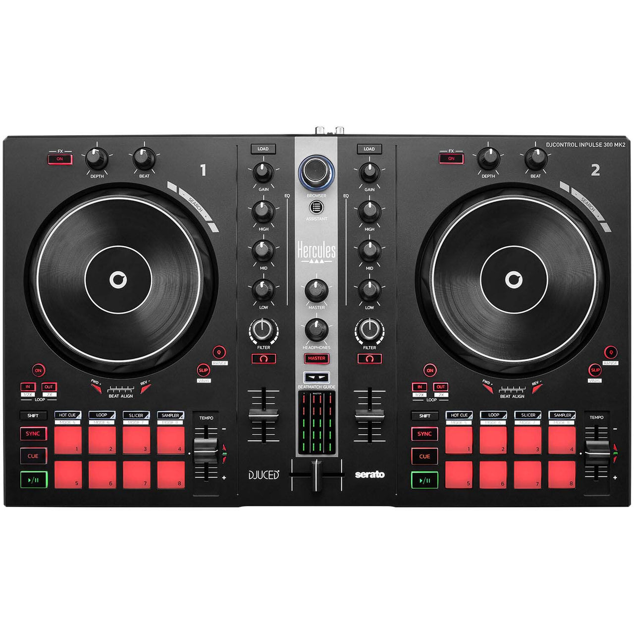 Hercules AMS-DJC-INPULSE-300-MK2 DJControl Inpulse 300 2-Deck USB DJ Controller for Serato DJ Lite and DJUCED