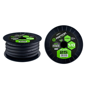 Raptor R51-0-25B 25 Ft 1/0 Awg Black Pro-series Ofc Power Cable