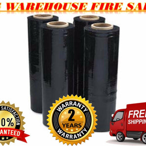 18" x 1500' 4 Rolls Pallet Wrap Stretch Film Hand Shrink Wrap 1500 SQ FEET Black