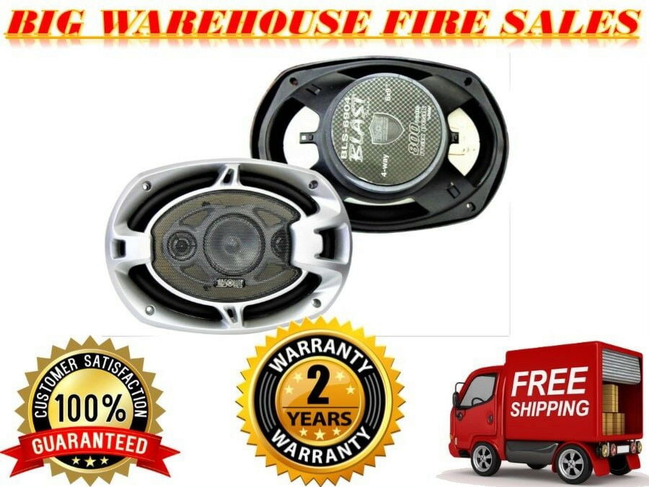 2 Absolute BLS-6904 6" X 9" 4-Way 800W High-Quality Car Stereo Coaxial Speakers