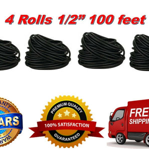 Absolute USA 4 rolls 100 feet 1/2" split wire loom conduit polyethylene tubing black sleeve tube
