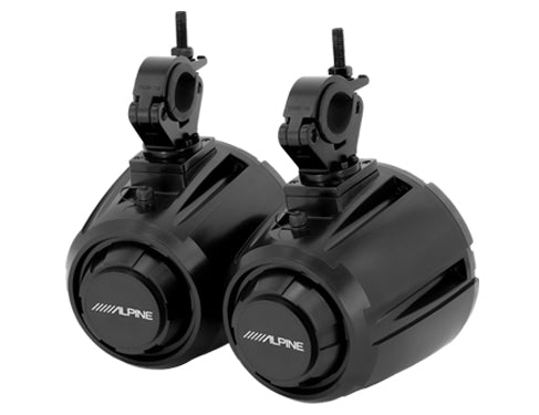 Alpine SPV-65-SXS 6.5" Powersports Wakeboard Tower Speakers with Alpine KTA-30FW for  ATV/UTV/RZR