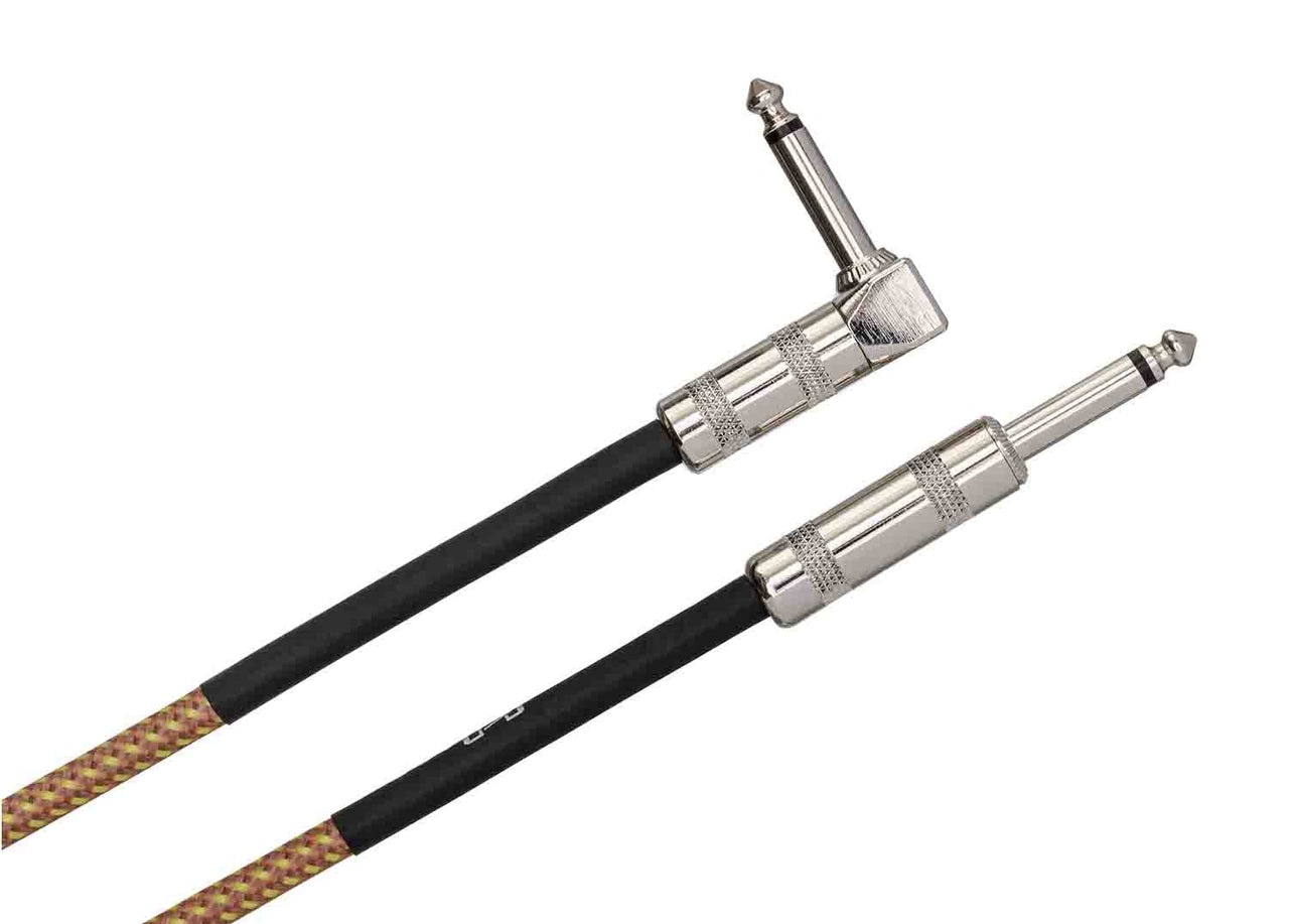 Hosa GTR-518R, Straight to Right Angle Tweed Guitar Cable - 18 Feet