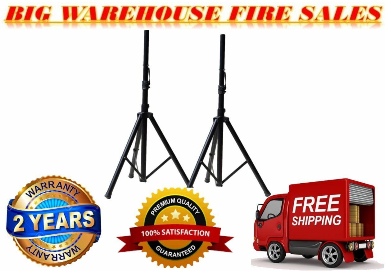 2 PRO Heavy Duty PA DJ Speaker Universal Adjustable Height Tripod Speaker Stands