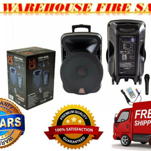 4000W Bluetooth DSP FM Radio USB Portable PA DJ KARAOKE Speaker