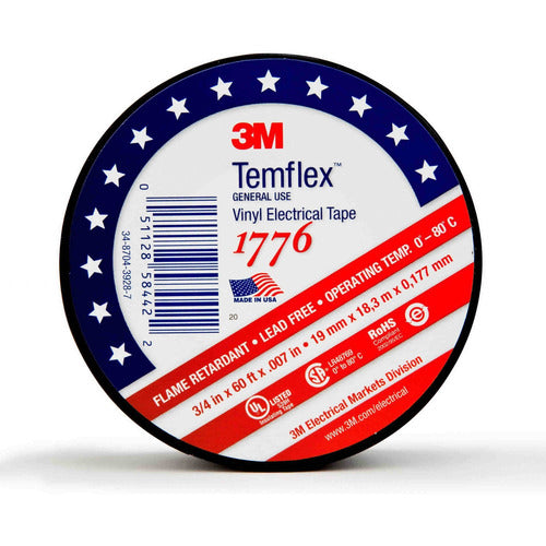 Install Bay 3M1776-10 Vinyl Electrical Tape 3/4 inch X 60 feet - 10 Pack