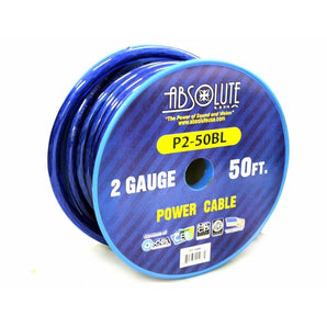Absolute Premium 2 Gauge 50' Primary Marin Car Audio Battery Power Cable Blue