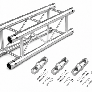 MR Truss 1 Meter (3.28ft) Straight Square Aluminum Truss Segment for Pro Lighting + 4 Coupler Connections