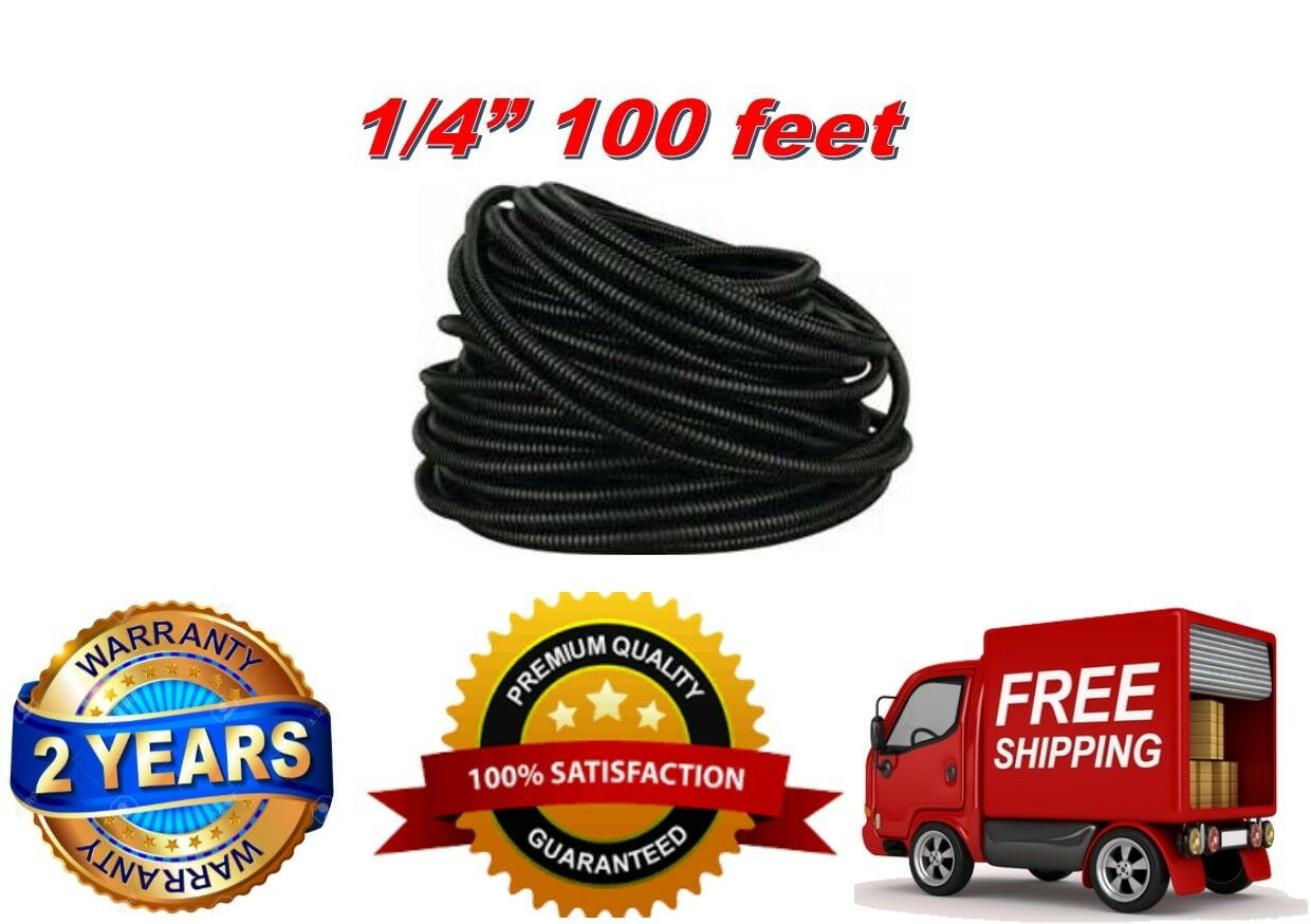 100 Ft 1/4" Split Wire Loom Conduit Polyethylene Tubing Black Sleeve Tube