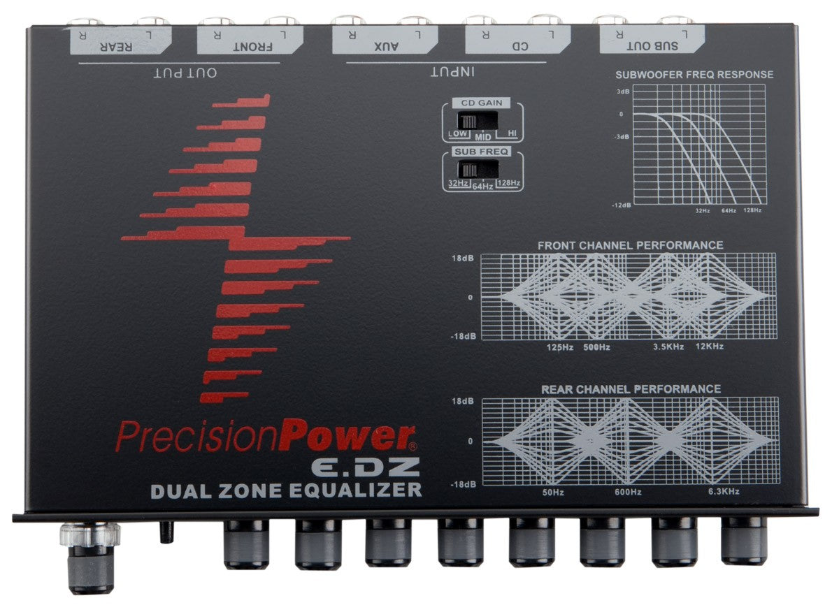 Precision Power E.DZ 1/2 DIN 3 & 4 Band Dual-Zone Equalizer