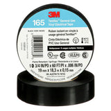  3M Temflex 165 vinyl electrical tape 3/4" x 60' for general use, black insulated electrical tape.