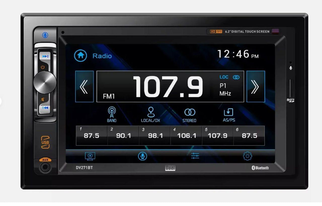 Dual DM724 7" Mechless Double DIN Bluetooth HD Camera Magnet Phone Holder Bundle