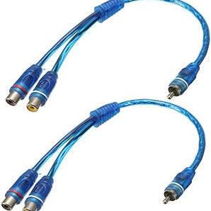 2 Absolute ABC-2F1M BLUE Y-Adapter 2F-1M RCA Interconnect Audio Cable