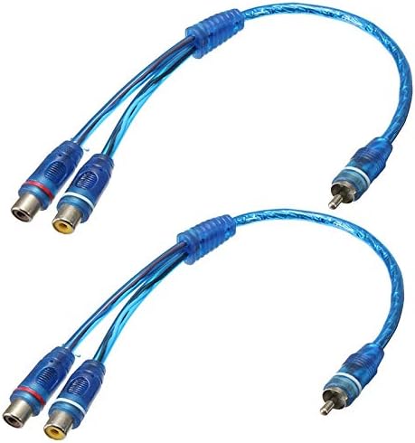 8 Absolute ABC-2F1M BLUE Y-Adapter 2F-1M RCA Interconnect Audio Cable