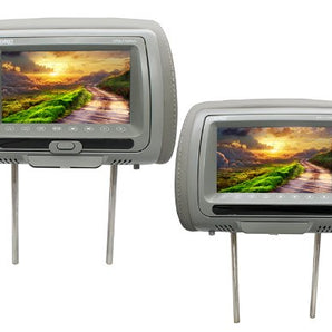 Absolute DPH-770PKGG 7.5" Pair Gray Headrest TFT/LCD Monitor DVD/USB/SD Package