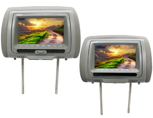 Absolute DPH-770PKGG 7.5" Pair Gray Headrest TFT/LCD Monitor DVD/USB/SD Package