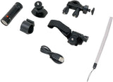 Accessories for Cerwin Vega C400 motorcycle camera including mounts and USB cable.