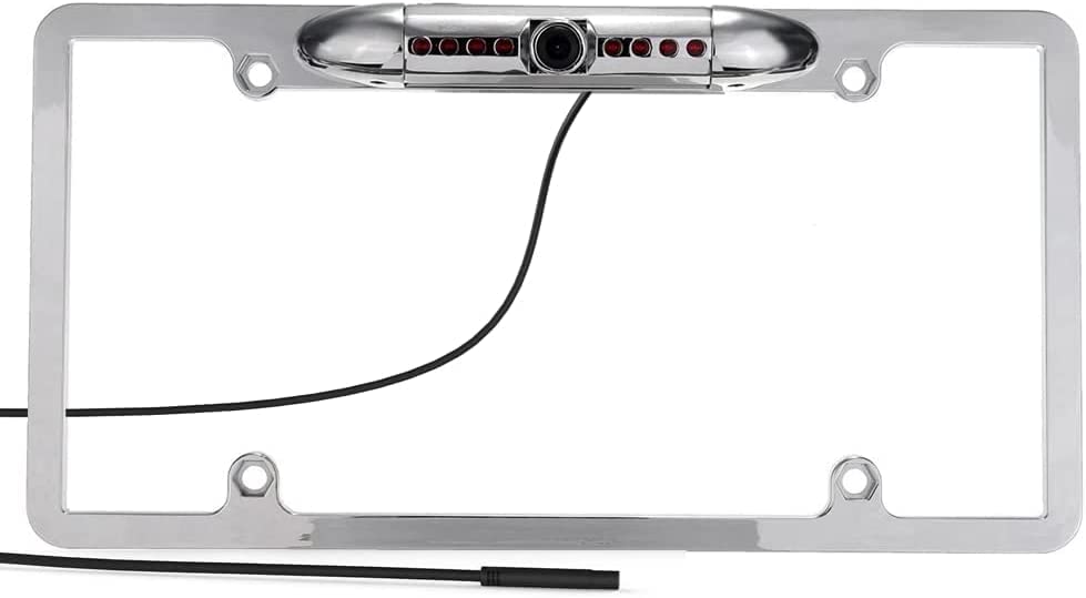 CAM120 Backup Camera Frame License Plate HD Night Vision Rear View 170° Angle Waterproof Compatible with Clarion, Dual, BOSS, Jensen, Stinger, Pioneer, SoundStream, Sony, Kenwood, JVC, Rockford Fosgate,