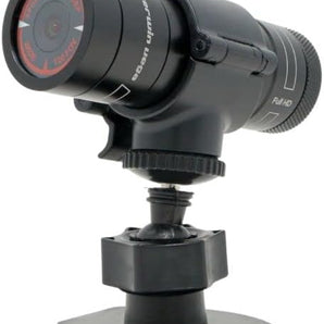 Cerwin Vega C400 motorcycle camera with high resolution, mounted for action shots and ultra wide angle lens.