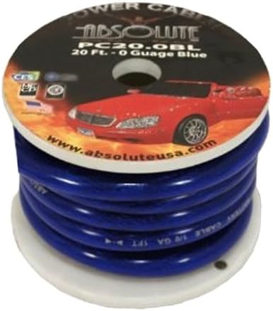 Absolute P020BL 0 Gauge 20 Feet Blue Power Ground Wire Cable