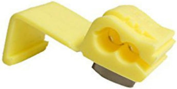 Quick splice wire terminals in yellow color, designed for 10-12 AWG wire connections.