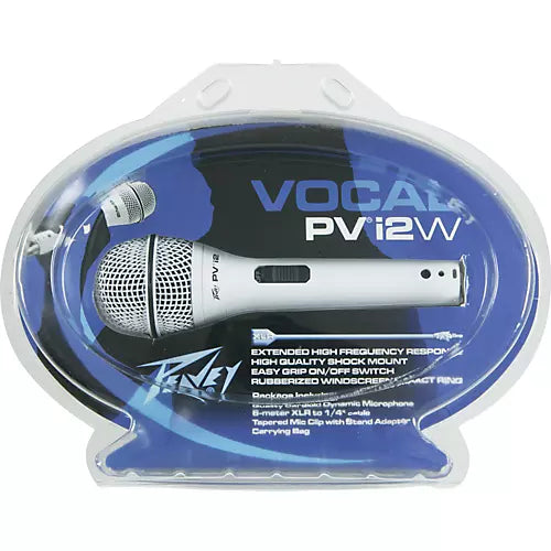 Peavey PVI 2W White Cardioid Unidirectional Dynamic Vocal Microphone with XLR Cable