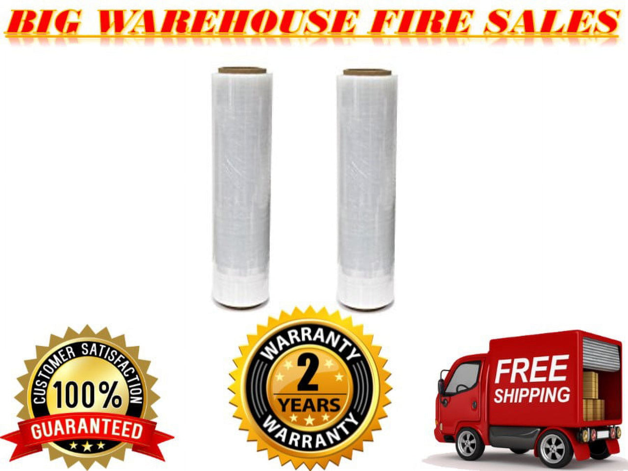 2 Rolls Hand Stretch Plastic Film Shrink Pallet Wrap 16" X 1200 X 80