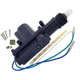 Power door lock actuator for cars, including 2 wires and mounting hardware for installation.