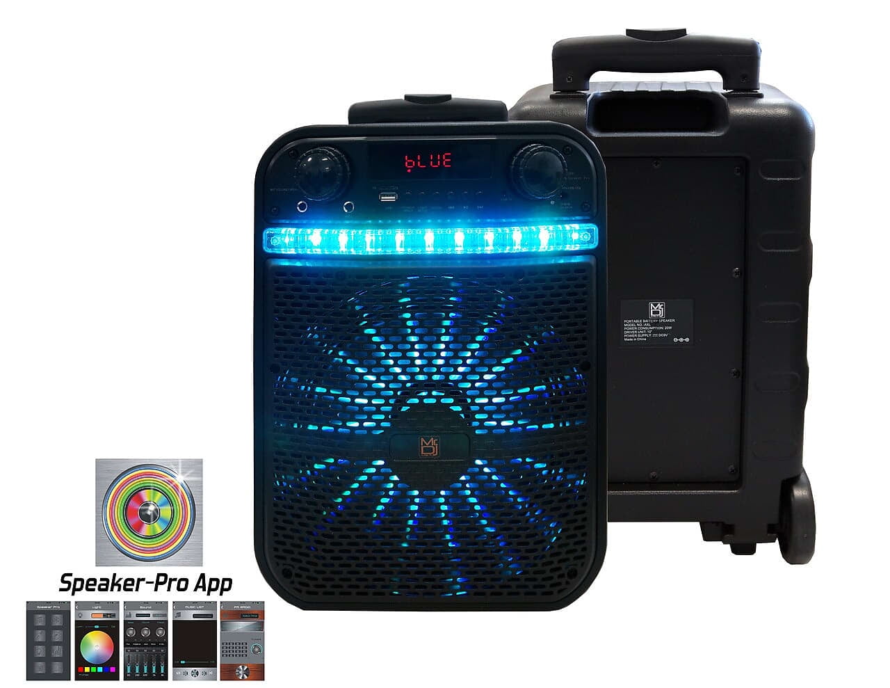 2 MR Dj ACE Bluetooth Speaker<BR/>15" Portable Speaker with Bluetooth/Rechargeable Battery and App Control