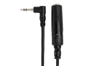 Thumbnail for Hosa MHE-100.5 Headphone Adaptor, 1/4 in TRS to Right-angle 3.5 mm - 6 In