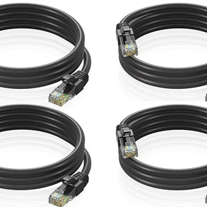 4 Cat6a Ethernet Network Patch Cable RJ45 23AWG 600Mh Solid Copper Wire 3' Black