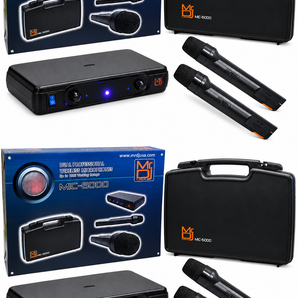 2 MR DJ MIC6000 Wireless Dual Handheld design Microphone System + Carrying Case