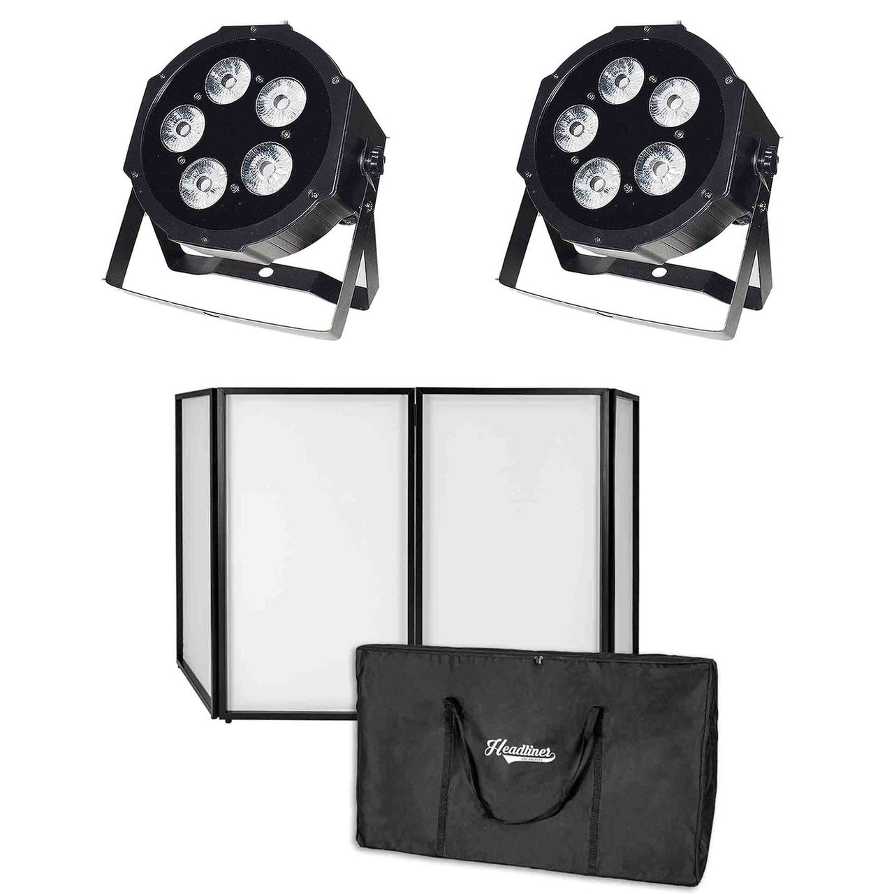 Headliner Santa Monica Portable DJ Facade with 2 WaferPar HEX 5 MKII Low Profile Wash Lights