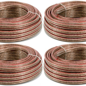 4 Pack 12 Gauge 25 FT Clear Speaker Wire Copper Clad Stranded Wire