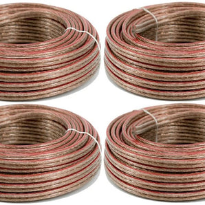 12 Gauge 25 FT Clear Speaker Wire 4 Pack Deal Copper Clad Stranded Wire
