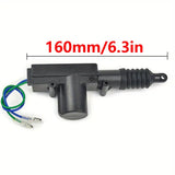 Power door lock actuator for cars, including 2 wires and mounting hardware for installation.