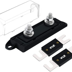 ANL Fuse Power Distribution Holder + 2pcs 250A ANL Fuse Clear Cover for RV Car Audio