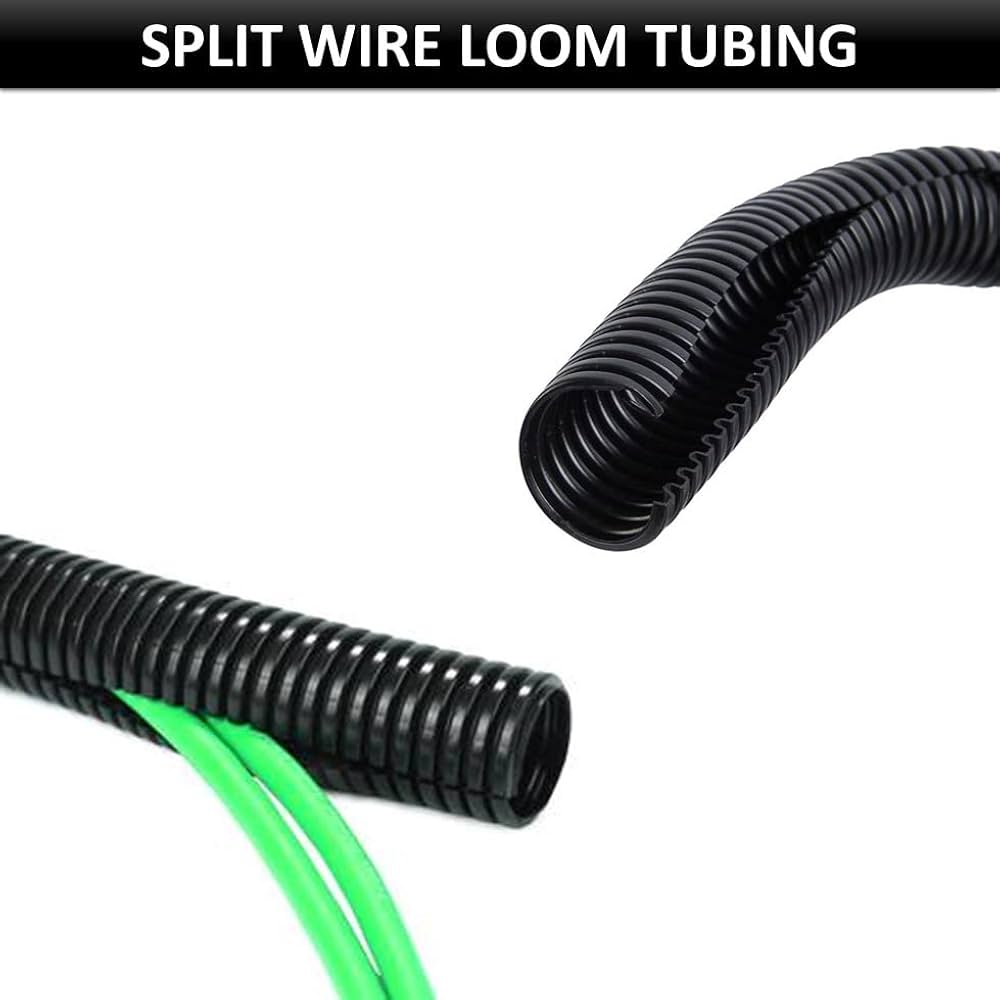 1/2" Polyethylene Split Wire Loom Tubing - Length: 25 Feet - Color: Black