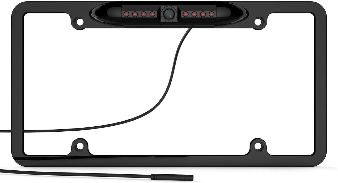 CAM115 Backup Camera Frame License Plate HD Night Vision Rear View 170° Angle Waterproof Compatible with Clarion, Dual, BOSS, Jensen, Stinger, Pioneer, SoundStream, Sony, Kenwood, JVC, Rockford Fosgate,