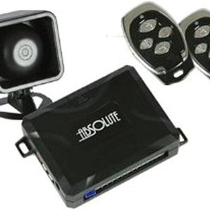 Absolute AL510 one way car alarm system with two remotes and speaker for vehicle security.